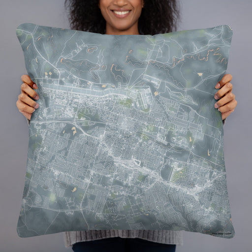 Person holding 22x22 Custom Killeen Texas Map Throw Pillow in Afternoon
