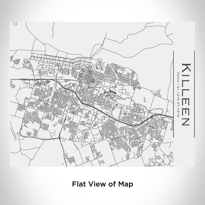 Rendered View of Killeen Texas Map Engraving on 20oz Stainless Steel Insulated Bottle with Bamboo Top in White