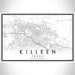 Killeen Texas Map Print Landscape Orientation in Classic Style With Shaded Background