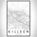 Killeen Texas Map Print Portrait Orientation in Classic Style With Shaded Background