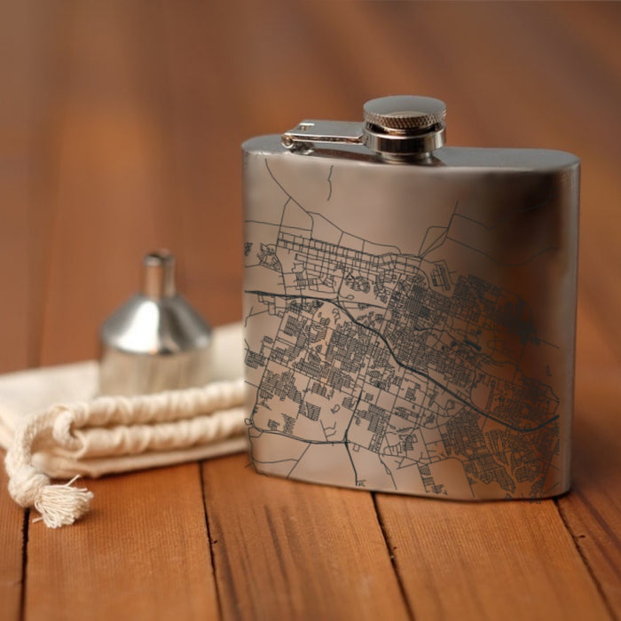 Killeen Texas Custom Engraved City Map Inscription Coordinates on 6oz Stainless Steel Flask