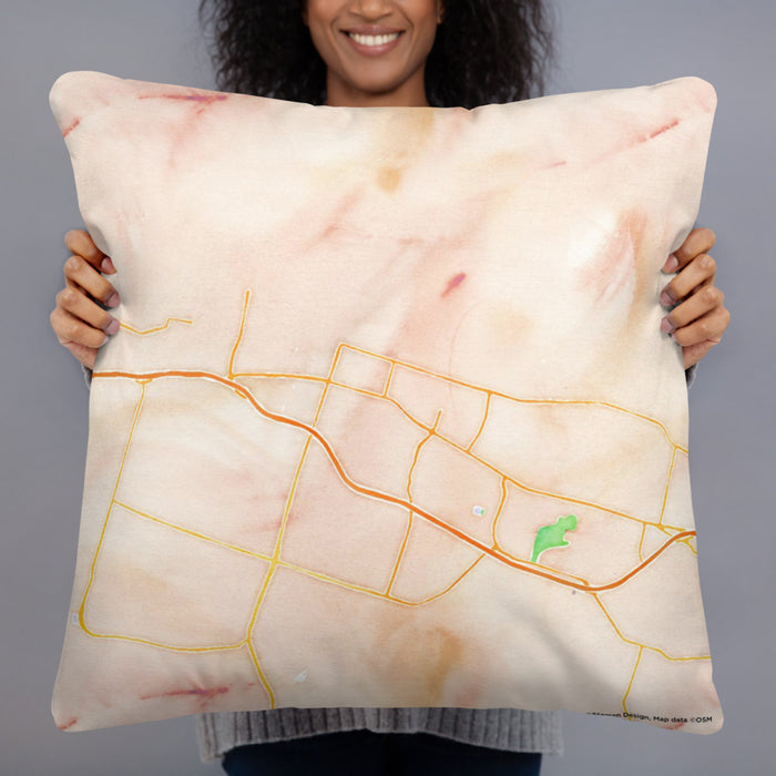 Person holding 22x22 Custom Killeen Texas Map Throw Pillow in Watercolor