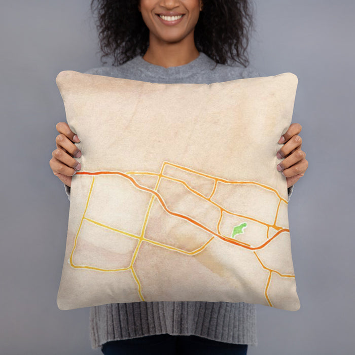 Person holding 18x18 Custom Killeen Texas Map Throw Pillow in Watercolor