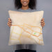 Person holding 18x18 Custom Killeen Texas Map Throw Pillow in Watercolor