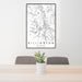 24x36 Killington Vermont Map Print Portrait Orientation in Classic Style Behind 2 Chairs Table and Potted Plant
