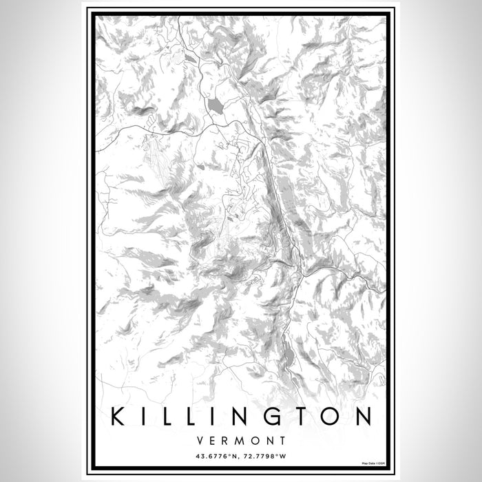 Killington Vermont Map Print Portrait Orientation in Classic Style With Shaded Background