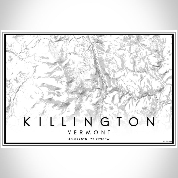 Killington Vermont Map Print Landscape Orientation in Classic Style With Shaded Background