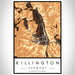 Killington Vermont Map Print Portrait Orientation in Ember Style With Shaded Background