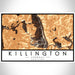 Killington Vermont Map Print Landscape Orientation in Ember Style With Shaded Background