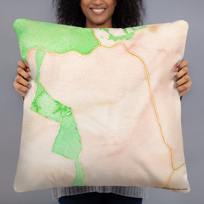 Person holding 22x22 Custom Killington Vermont Map Throw Pillow in Watercolor