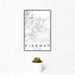 12x18 Kingman Arizona Map Print Portrait Orientation in Classic Style With Small Cactus Plant in White Planter