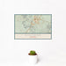 12x18 Kingman Arizona Map Print Landscape Orientation in Woodblock Style With Small Cactus Plant in White Planter