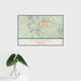 16x24 Kingman Arizona Map Print Landscape Orientation in Woodblock Style With Tropical Plant Leaves in Water