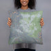 Person holding 18x18 Custom Kingman Arizona Map Throw Pillow in Afternoon