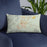 Custom Kingman Arizona Map Throw Pillow in Woodblock on Blue Colored Chair