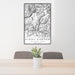 24x36 Kings Canyon National Park Map Print Portrait Orientation in Classic Style Behind 2 Chairs Table and Potted Plant