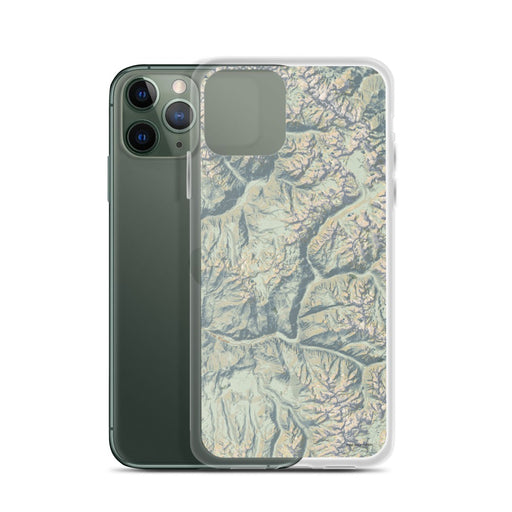 Custom Kings Canyon National Park Map Phone Case in Woodblock on Table with Laptop and Plant