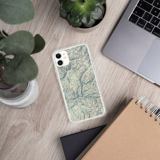 Custom Kings Canyon National Park Map Phone Case in Woodblock