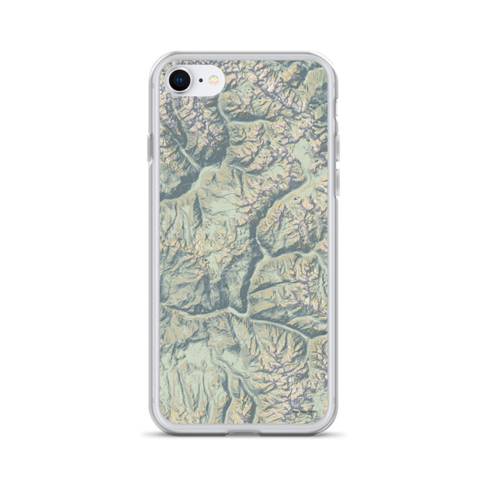 Custom Kings Canyon National Park Map iPhone SE Phone Case in Woodblock