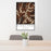 24x36 Kings Peak Utah Map Print Portrait Orientation in Ember Style Behind 2 Chairs Table and Potted Plant