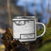 Right View Custom Kings Peak Utah Map Enamel Mug in Classic on Grass With Trees in Background