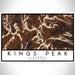 Kings Peak Utah Map Print Landscape Orientation in Ember Style With Shaded Background