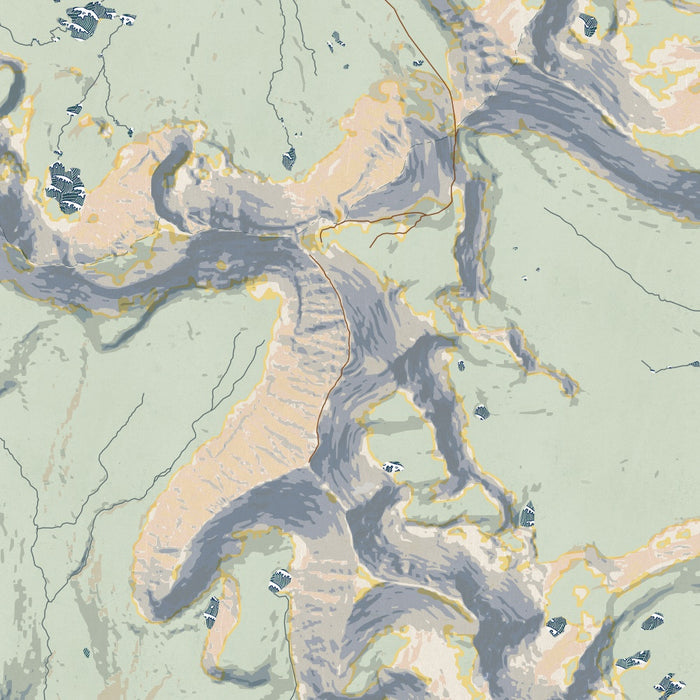 Kings Peak Utah Map Print in Woodblock Style Zoomed In Close Up Showing Details