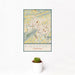 12x18 Kingsport Tennessee Map Print Portrait Orientation in Woodblock Style With Small Cactus Plant in White Planter
