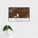 16x24 Kingsport Tennessee Map Print Landscape Orientation in Ember Style With Tropical Plant Leaves in Water