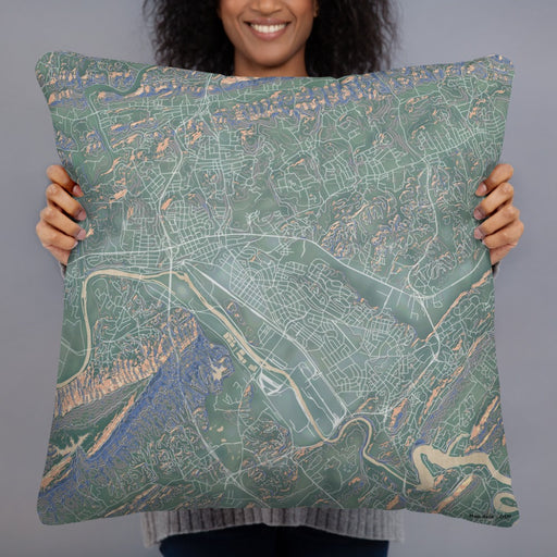 Person holding 22x22 Custom Kingsport Tennessee Map Throw Pillow in Afternoon