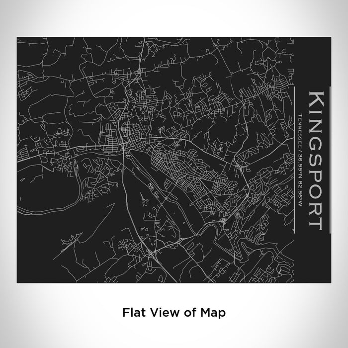 Rendered View of Kingsport Tennessee Map Engraving on 20oz Stainless Steel Insulated Bottle with Bamboo Top in Black