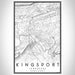 Kingsport Tennessee Map Print Portrait Orientation in Classic Style With Shaded Background