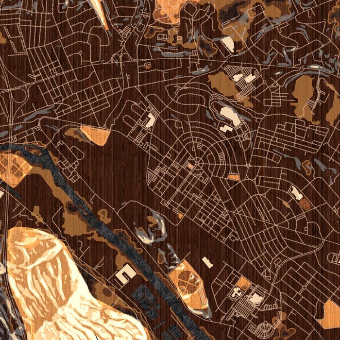 Kingsport Tennessee Map Print in Ember Style Zoomed In Close Up Showing Details