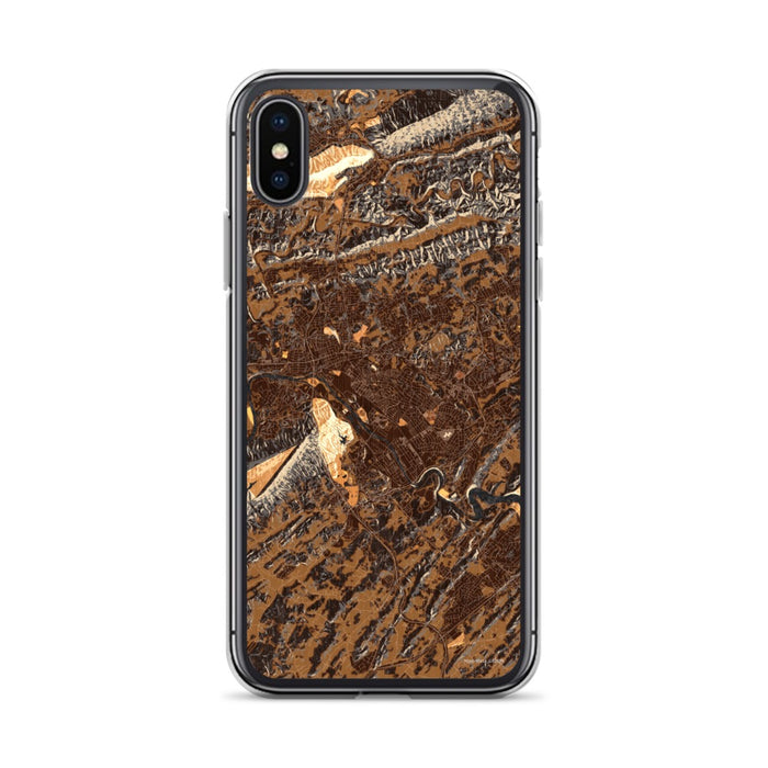 Custom iPhone X/XS Kingsport Tennessee Map Phone Case in Ember
