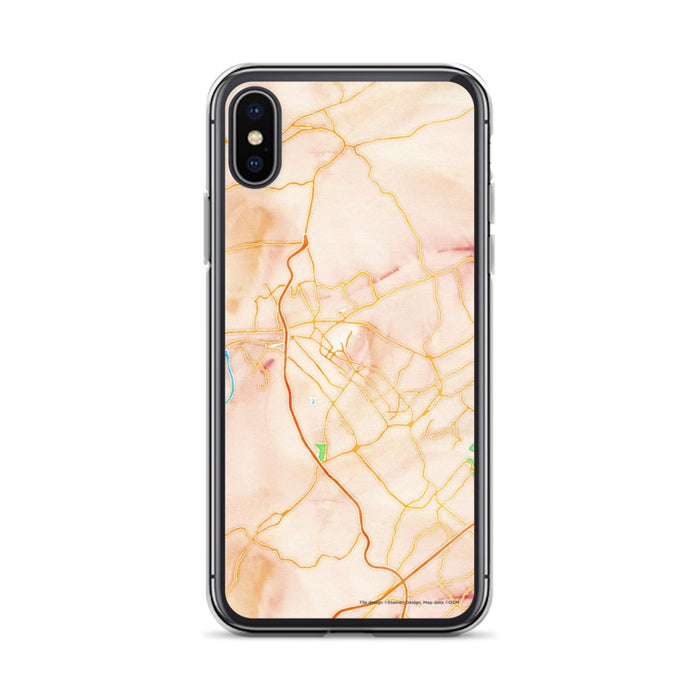 Custom iPhone X/XS Kingsport Tennessee Map Phone Case in Watercolor