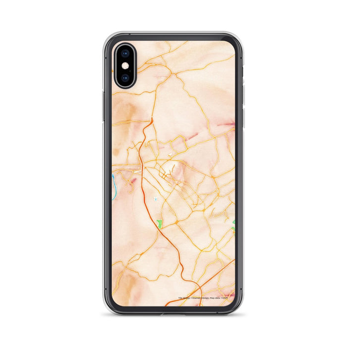 Custom iPhone XS Max Kingsport Tennessee Map Phone Case in Watercolor