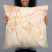 Person holding 22x22 Custom Kingsport Tennessee Map Throw Pillow in Watercolor