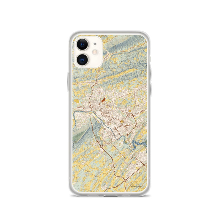 Custom iPhone 11 Kingsport Tennessee Map Phone Case in Woodblock