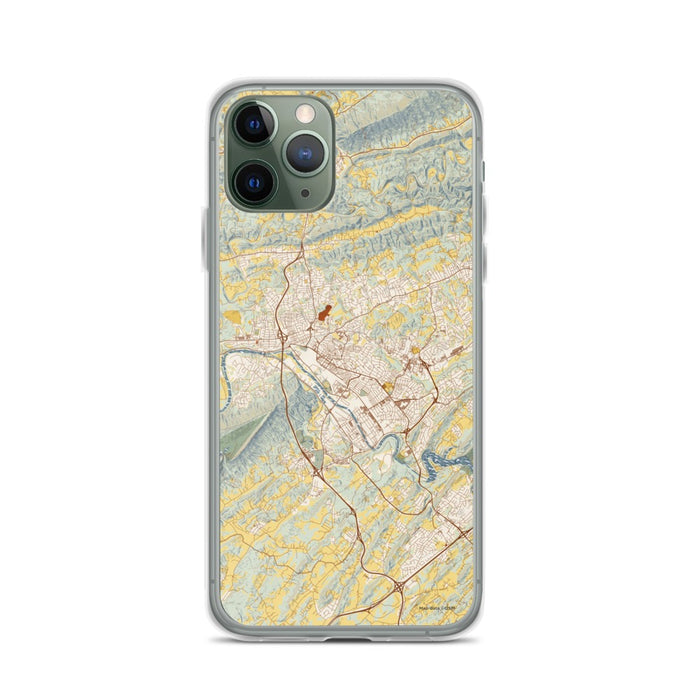 Custom iPhone 11 Pro Kingsport Tennessee Map Phone Case in Woodblock