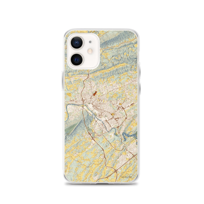 Custom iPhone 12 Kingsport Tennessee Map Phone Case in Woodblock
