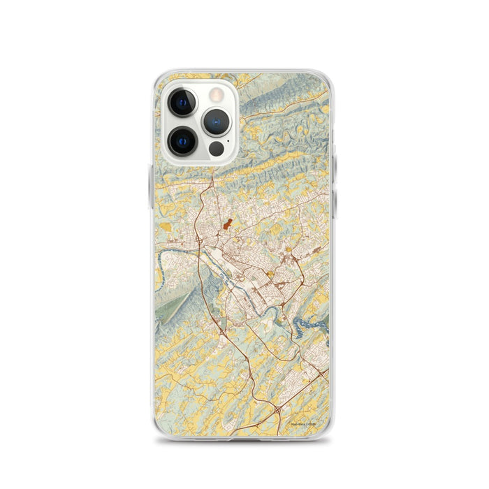 Custom iPhone 12 Pro Kingsport Tennessee Map Phone Case in Woodblock