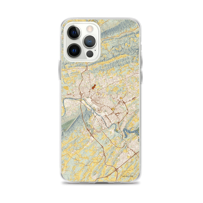 Custom iPhone 12 Pro Max Kingsport Tennessee Map Phone Case in Woodblock