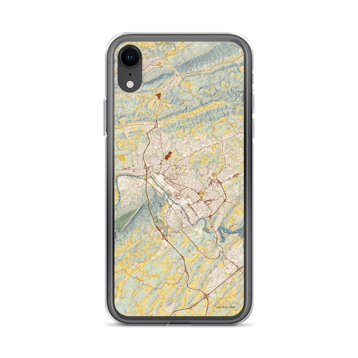 Custom iPhone XR Kingsport Tennessee Map Phone Case in Woodblock