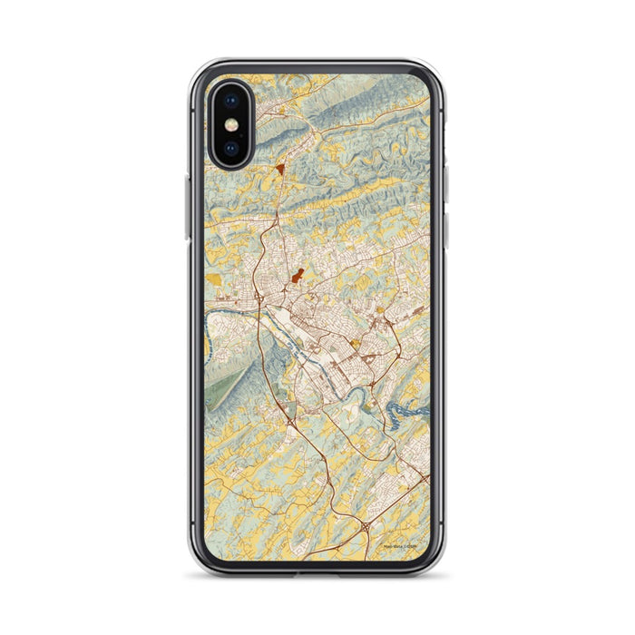 Custom iPhone X/XS Kingsport Tennessee Map Phone Case in Woodblock