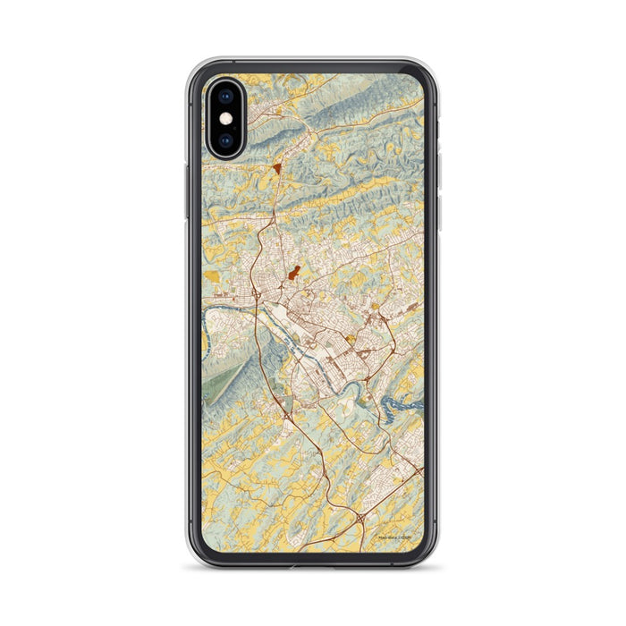Custom iPhone XS Max Kingsport Tennessee Map Phone Case in Woodblock