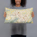 Person holding 20x12 Custom Kingsport Tennessee Map Throw Pillow in Woodblock