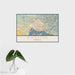 16x24 Kingston Jamaica Map Print Landscape Orientation in Woodblock Style With Tropical Plant Leaves in Water