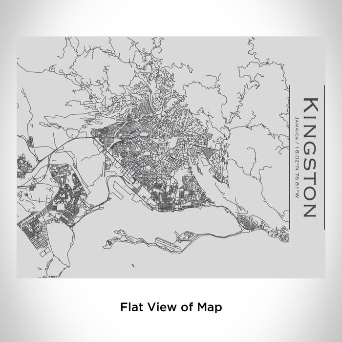 Rendered View of Kingston Jamaica Map Engraving on 20oz Stainless Steel Insulated Bottle with Bamboo Top