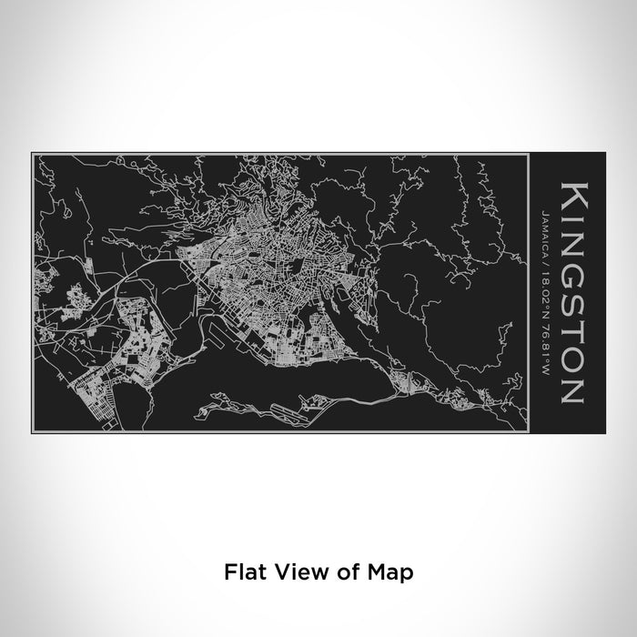 Rendered View of Kingston Jamaica Map Engraving on 17oz Stainless Steel Insulated Cola Bottle in Black