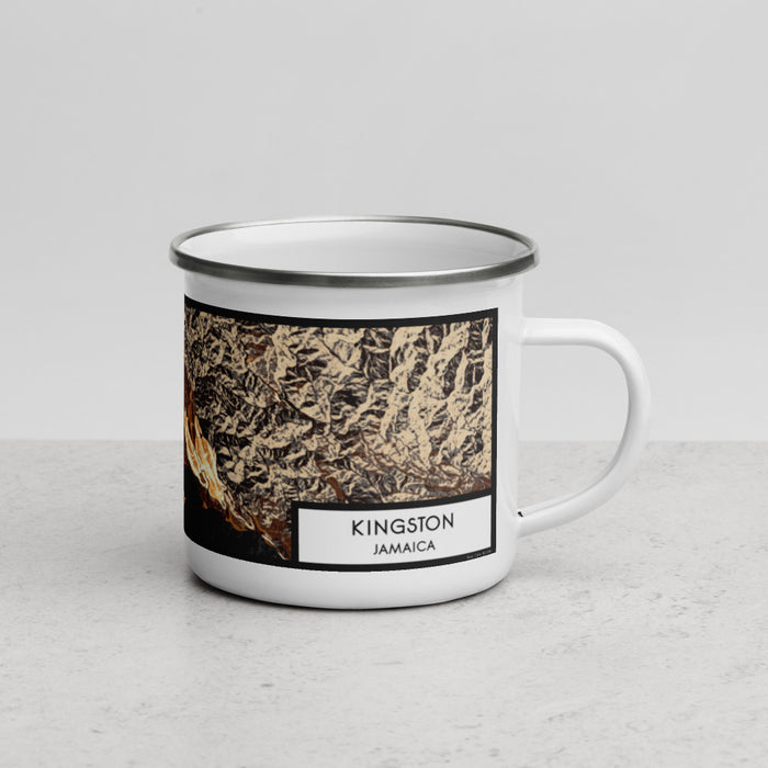 Right View Custom Kingston Jamaica Map Enamel Mug in Ember